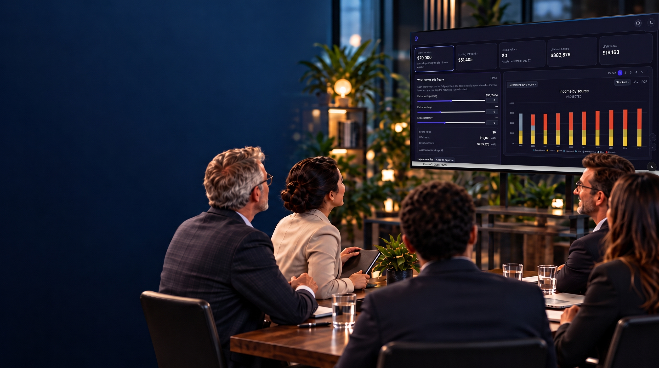 Financial professionals reviewing a plan together